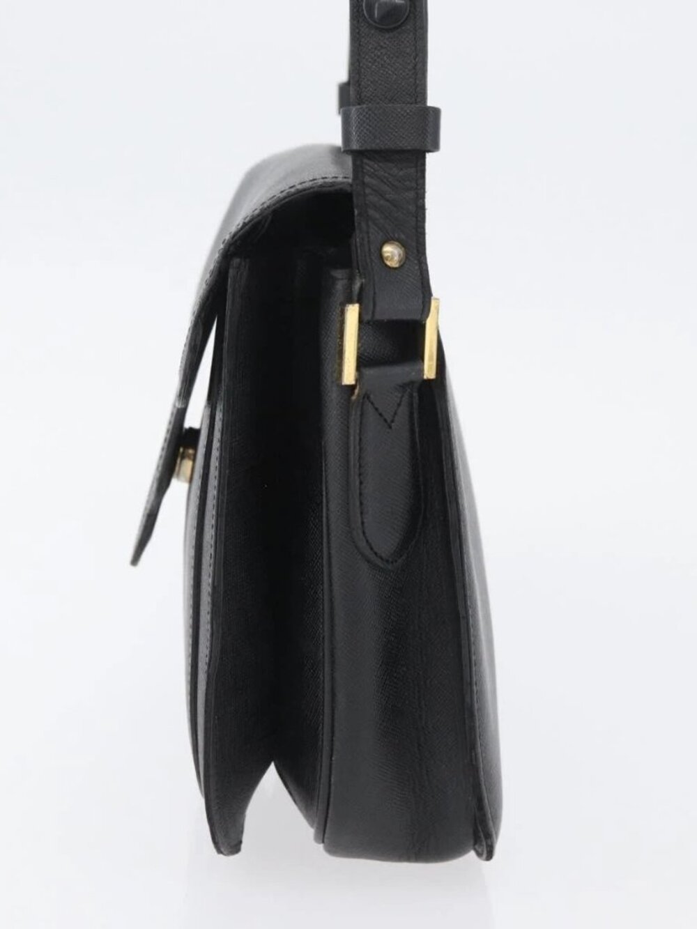 SAINT LAURENT Shoulder Bag Leather Black Gold Auth bs33997 - Picture 5 of 16